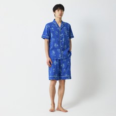 JAJU 男性透氣60支棉熱帶風五分棉質睡衣套裝