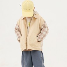 남아용 피조 데님 체크 셔츠 자켓