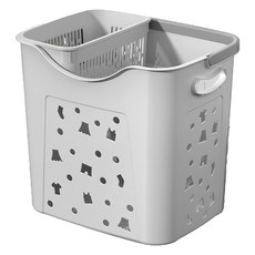 MUMU 大容量塑膠浴室洗衣籃 + 內衣籃組合, 灰色