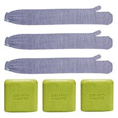 달콤리빙 밀리노 국내생산 항균 롱 때장갑 3P + 스크럽 비누 3P 세트, 혼합색상, 1세트, 1세트