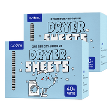 GOWITH 烘衣機用衣物柔軟香氛紙 棉花香 正裝, 40枚入, 2個
