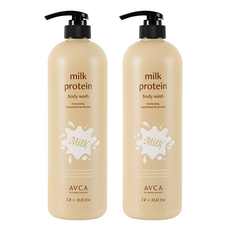 AVCA 弱酸性山羊奶蛋白沐浴乳 爽身粉香, 1L, 2瓶