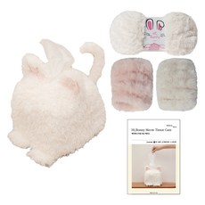 Yarna Hibunny 貓咪面紙盒 DIY 材料包 + 印刷圖案組, 1套, 白色貓咪