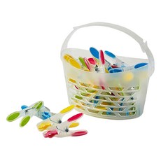 Taminayo方便的小型柔軟凝膠夾洗衣夾 28入+籃子組, 混色(衣夾),半透明(籃子), 1組