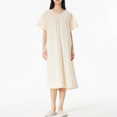 JAJU 透氣女款60支棉抓皺短袖棉質睡衣連身裙