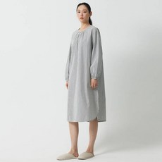 JAJU 女款透氣60支棉寬鬆版長袖睡衣連身裙