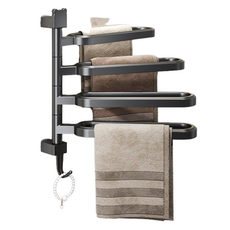 예그리나 무타공 강력접착 욕실 수건걸이 4단, 메탈블랙, 1개
