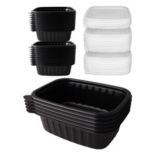 블룸엣홈 사각 죽용기 블랙 중 세트, 25개입, 1세트