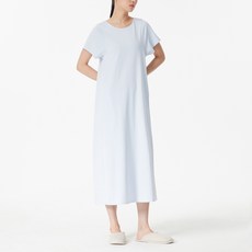 JAJU 여성용 코튼 블렌디드 반팔 파자마 원피스