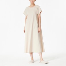 JAJU 여성용 코튼 블렌디드 반팔 파자마 원피스