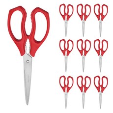 Bareunliving 經典多用途廚房剪刀, 紅色, 10個