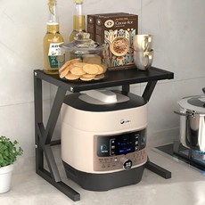 Younco 微波爐收納架 寬敞整潔廚房整理架, 黑色, 1個