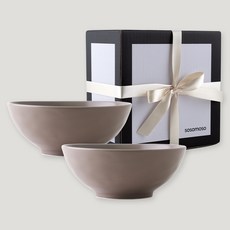 sosomoso 너울 麵碗 2入 禮物組, 1套, 海岩棕色
