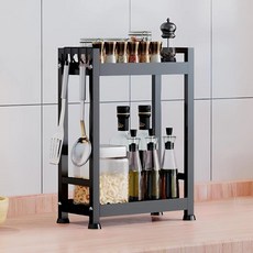 Younco 廚房2層置物架 堅固整理收納架, 黑色, 1個