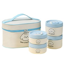 Cuteme 精緻可愛小狗4層保溫便當+餐袋組 MP574, 1套, 混合顏色