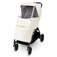 Manito 麻灰色通用嬰兒推車防風罩, 奶油色