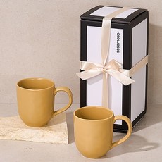 sosomoso 波浪馬克杯 2入禮盒組, 黃色, 1套