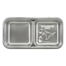 kitchen U 暴龍304不鏽鋼2格加深餐盤, 銀色, 1個, 單品