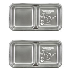 kitchen U 暴龍304不鏽鋼2格加深餐盤, 銀色, 2個, 餐盤 2入