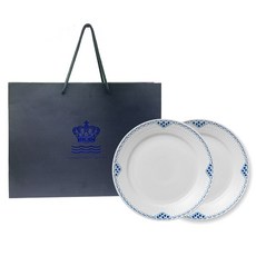 로얄코펜하겐 프린세스 플레이트 25cm + 쇼핑백, 2개, 접시 2p, 블루 + 화이트