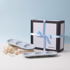sosomoso Gabi 3格分菜盤 2入禮盒組, 1個, 卵石藍