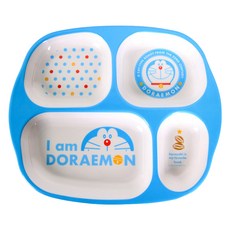 aizoum 哆啦A夢美耐皿4格點心餐盤, 1個, 單品, 混合顏色