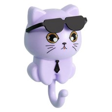 고양이 무타공 벽 후크, 퍼플, 1개