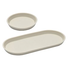 Sarasa 矽膠簡約托盤 橢圓形 + 圓形套組, 象牙白