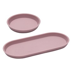Sarasa 矽膠簡約托盤 橢圓形 + 圓形套組, 粉紅色