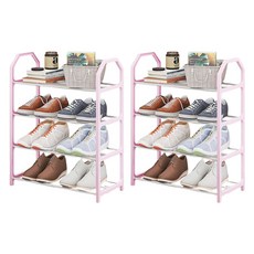 맙소샵 簡約組裝式整潔玄關鞋架 4層 HR052, 粉紅色, 2個