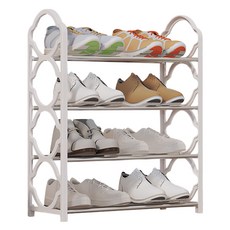 맙소샵 가벼운 조립식 플라스틱 신발 정리대 4단 HR051, 화이트, 1개