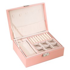 리빙공감 2단 오픈형 칸분할 쥬얼리 보관함, 핑크, 1개