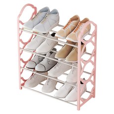 Mabsoshop 輕便組裝式塑膠鞋架 4層 HR051, 粉紅色, 1個