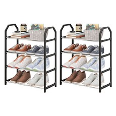 맙소샵 簡約組裝式整潔玄關鞋架 4層 HR052, 黑色, 2個