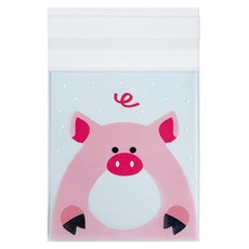 티나피크닉 돼지무늬 접착봉투 소, 50개, 1개입