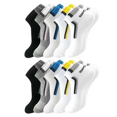 Sheriel 加厚簡潔男士運動襪 10雙, 1套, 混合色