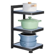 피앤케이 알루미늄 냄비 칸칸이 하부장 선반, 블루, 1개, 3단