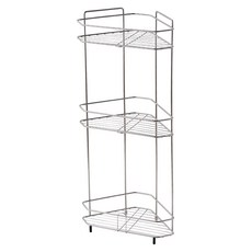 PURE SELL 全不鏽鋼水平調節浴室轉角架 3層, 銀色, 1個