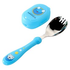 아이조움 유아용 도라에몽 포크숟가락 케이스 세트, 블루, 1세트, 포크숟가락 + 케이스