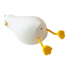 拍平方 造型小夜燈 硅膠 21 x 10 x 6.2cm 暖光 156g, 躺平鴨 白色