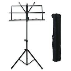 攜帶式3層樂譜折疊式樂譜架, 黑色, 1個