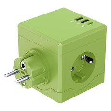 엠피지 Art01 USB C타입 충전기 3구 큐브 4000W 고용량 멀티탭 플러그형, 1개, 라이트 그린, 7.58cm