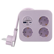 LUGBOX 3929 USB 2孔 3插座延長線 LUG-KSB-03UPD20-1.0, 1.4m, 紫色, 1個