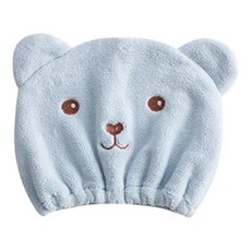 熊熊乾髮帽 Set 2, 優質珊瑚絨 30x24cm 藍色, 1組