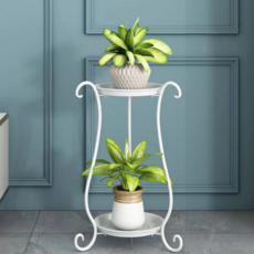 Logro室內裝飾圓形復古鐵製花盆架, 白色, 第二階段