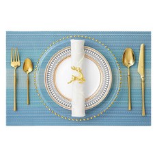 파이네스트원 모던 스트라이프 테이블 매트, 미드나잇 블루, 1개, 45 x 30 cm