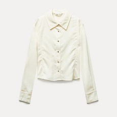 미쏘 여성용 사틴 크롭 블라우스