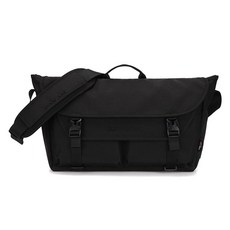 PanAm 男女通用雙翻蓋郵差包 0217, 黑色