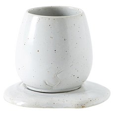 American Road 復古陶瓷咖啡杯 + 荷包蛋造型杯墊套組 HR061, 1套, 白色