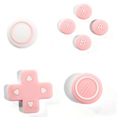 HOHOO 任天堂 Switch Joy-Con OLED Lite 經典搖桿帽 + 按鍵貼紙組, 1套, 單一商品, 粉紅色